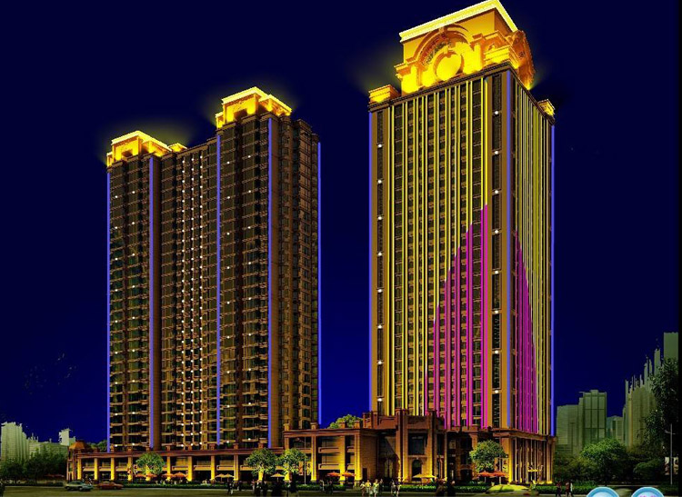 楼房楼体夜景光亮照明工程